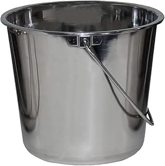 Grip Stainless Steel Bucket (1 Gallon) - Great for Pets, Cleaning, Food Prep - Hang on Fences, Cages, Kennels - Home, Garage, Workshop