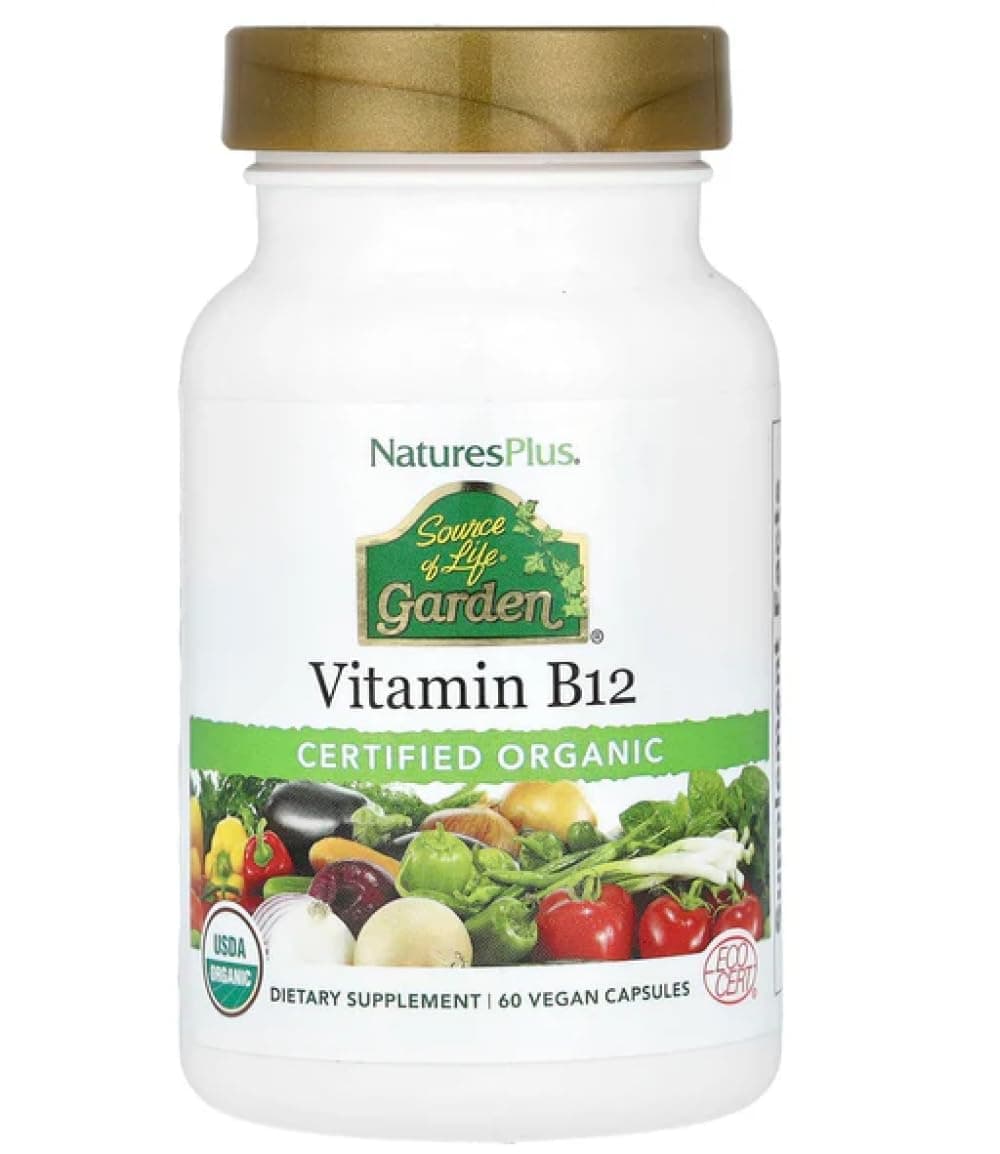 Source of Life Garden Vitamin B12 - 60 Capsules - Includes 20+ Whole Food Extracts - USDA Certified Organic, Non-GMO, Vegan, Gluten Free - 30 Servings