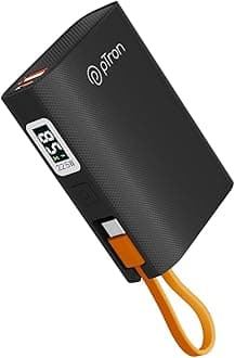 pTron Dynamo Rush 10000mAh 22.5W Nano Power Bank, Compact Size Fast Charging, Supports VOOC/Wrap/Dash USB Charging, 20W PD Fast Charging, USB Type-C Input Cable, 2 Output Ports & BIS Certified (Black)
