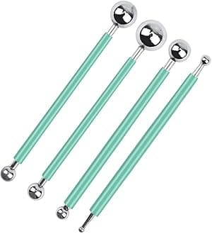 4 x Fondant Cake Decorating Clay Flower Sugarcraft Ball Model DIY Tool 8 Sizes (Green)