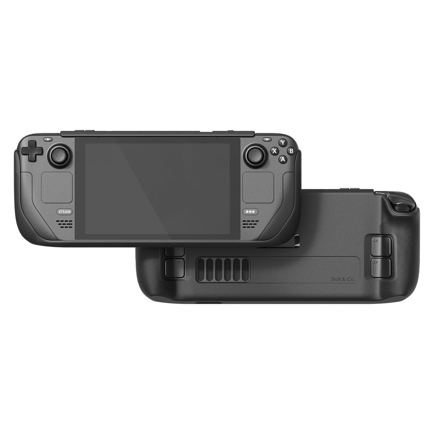 Skull & Co. GripCase SD for Steam Deck and Steam Deck OLED: A Soft Protective Case with Textured Grips Full Protection and Stand, Shock-Absorption Non-Slip and Anti-Scratch Cover Design - Black