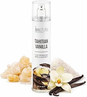 Body & Hair Mist | Tahitian Vanilla Scent | With Panthenol | CLEAN, Vegan, Paraben Free, Phthalate Free | Premium 8 Fl Oz Spray Bottle