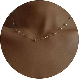 Gold Pearl Necklaces for Women, Dainty Small Simple 18K Gold Plated Choker Bead Necklaces for Women Handmade Pearl Jewelry Bridesmaid Gifts Style 1