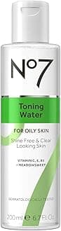 No7 Facial Toner Water - Pore Minimizing Toner for Oily Skin with Tri-VIT Complex, Vitamin E, B5 & C - Contains Meadowsweet + Ginseng for Refreshed & Energized Skin (6.7 fl oz)