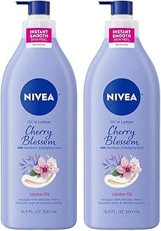 Oil Infused Cherry Blossom and Jojoba Oil Body Lotion for Women, Fast-Absorbing and Non-Greasy Cherry Blossom Scented Lotion Moisturizes for 48 Hours, 16.9 Fl Oz Pump Bottle (Pack of 2)