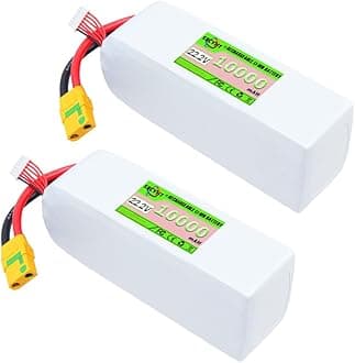 SSCYHT 22.2 Volt 6S Lipo Battery 10000mAh Lithium Battery 22.2V Rechargeable Batteries for Model Airplane with QS8/XT90S Port for Below 222W Motor Kit,22.2v10000mah xt90s 2pack