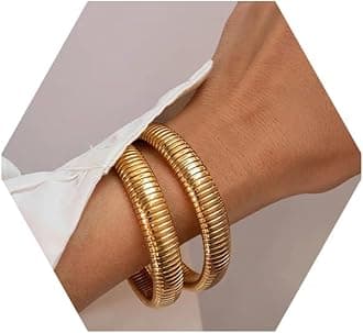 AwinesnGold Bracelets for Women, Gold Bangles for Women Chunky Bangle Bracelets for Women Bracelets Stack Tarnish Free Gold Jewelry Set of 3 for Women Accessories for Her Gifts