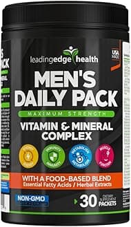 Leading Edge Health Men's Daily Pack Maximum Strength All-in-One Multivitamins & Multiminerals Complex - Completely Premium Quality Vitamins & Minerals for Men - Made in USA