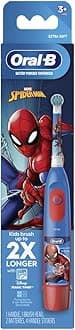 Kid's Battery Toothbrush Featuring Marvel's Spiderman, Soft Bristles, Replaceable Brush Head, for Kids 3+