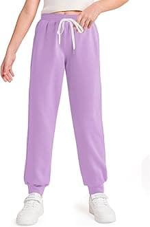 Haloumoning Girls' Sweatpants Soft Athletic Lounge Joggers Kids High Waist Casual Trousers Pants