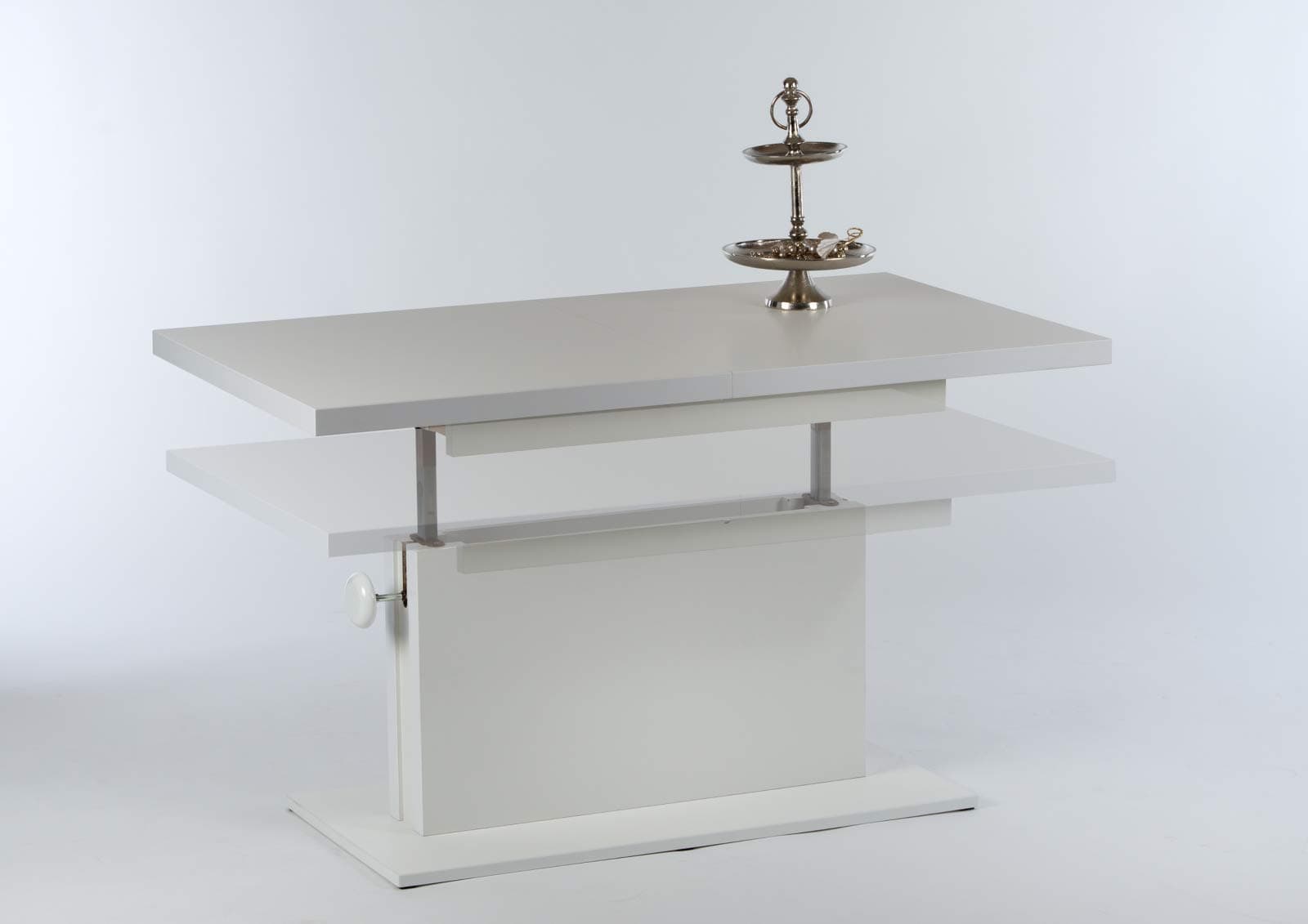 pmmarket SPACE SAVER DINING TABLE COFFEE WHITE EXTENDING TABLE ADJUSTABLE HEIGH Bianco