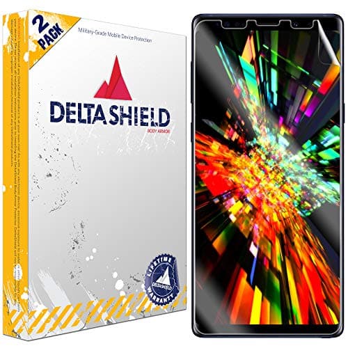 DeltaShield Screen Protector for Samsung Galaxy Note 9 (2-Pack)(Case Compatible Design) BodyArmor Anti-Bubble Military-Grade Clear TPU Film