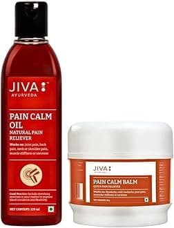 Jiva Combo Of Pain Calm Oil 120 ml & Balm 25 gm | 100% Ayurvedic | Relieve Musculoskeletal Pain, Headache & Backache (Pack Of 2)