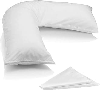 – Luxury Filling V Pillow With Pillowcase - Orthopedic Supportive Pillow For Neck, Back & Shoulder - Pregnancy Nursing Support Shaped Pillows - Premium Hollowfiber Filling & Machine Washable