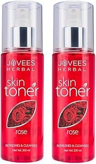 Jovees Herbal Rose Skin Toner For Refreshing Youthful Skin, Tightens Pores, Healthy Glow | Face Mist & Toner For Normal to Dry Skin | Paraben, Alcohol And Chemical Free 200ml (Pack of 2)