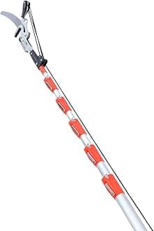 LINZI Telescopic Tree Pruner 8M with 350mm Extra Blade Extendable Long Reach Pole Pruning Saw Tree Loppers for Cutting Trimming High Branches Leaves Shrubs