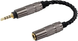 Headphone Adapter 2.5mm Male to 3.5mm Female Adapter for 3.5mm Cable Connected to Balanced 2.5mm Player Device High Stereo Audio Converter OFC Cable with Gold-Plated Plug 6 inch Length Extension Cord