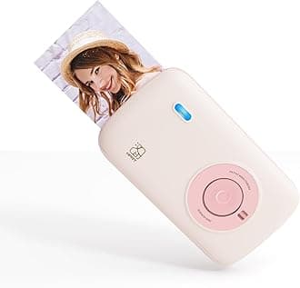 HPRT CP2100 Portable Photo Printer for iPhone & Android, 2.1x3.4 Mini Instant Color Printer, Bluetooth 5.0, Type-C Charging, Dye-Sublimation Tech, Initial 10 Sheets Included, Pink