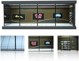 1/64 Diorama Car Garage Model,with LED Lighting City Car Showroom Model Car Parking Lot Storage Model,for 1/64 Scale Diecast Model Car,Scene Display Model Collection Gift (Showroom)
