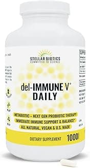 - Del-Immune V® Daily by Stellar Biotics, All-Natural Immune Support & Gut Health, Immediate Care, Metabiotic: NextGen Probiotic Therapy (1000 Caps)