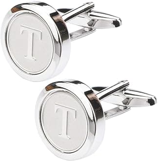 Dannyshi Men's Classic Stainless Steel Initial Cufflinks 26 Letters Business Wedding Shirts A-Z