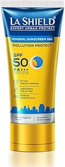 La Shield Pollution Protect SPF 50 Mineral Sunscreen Gel | PA+++ | Lightweight & Oil free | Moisture boost formula | Water resistant | All Skin types | 80 gm