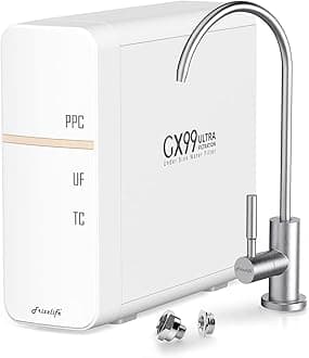 Frizzlife GX99 UF Under Sink Water Filter System - 0.01 Micron, High Flow Drinking Water Filtration with Brushed Nickel Dedicated Faucet, Zero Waste Water, No Power Required, USA Tech Support