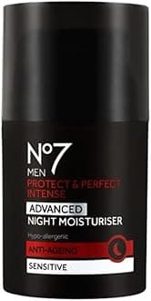 No7 Men Protect & Perfect Intense - ADVANCED Night Moisturiser - Anti Ageing - Sensitive - 50ml by Anti-wrinkle Moisturiser For Men