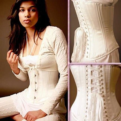 White Solid Satin Underbust Corset, Size 20