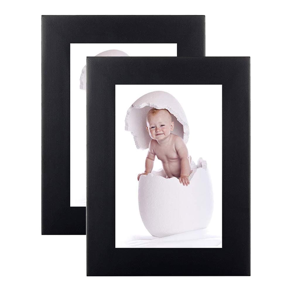 2 Pack 3.5X5 Black Picture Frames Made of Solid Wood and High Definition for Wall Decor or Table Stand Top Black Picture Frame Display 3.5 by 5 Frame Vertically or Horizontally as 5x3.5