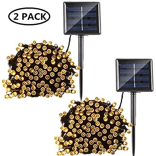 2 Pack Solar String Lights, 8 Modes Solar Powered Xmas Outdoor String Lights Waterproof Starry LED Fairy Lights for Indoor/Outdoor Gardens Homes Wedding Holiday Party (Warm White)