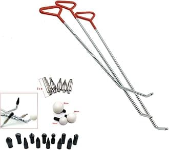 HoushanPaintless Dent Repair Tools 6 Pieces of Dent Removal Rods with Awl Head Paintless Dent Removal Kit Car Auto Body Dent Removal of Hail Dents and Door Ding (3pcs Rod 20 pcs Pen)