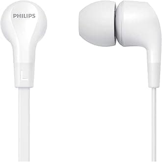 in-Ear Headphones E1105WT/00 with in-Line Remote Control (8.6-Mm Neodymium Drivers, Powerful Bass, Clear Sound, Comfortable Fit) White – 2020/2021 Model