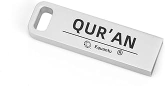 EQUANTU Quran USB Flash Drive - Portable 32GB Thumb Flash Drive, Quran in MP3 Format, 27 Famous Readers, Appliable for Cars, Laptops, Quran Speaker, and Other USB Compatible Devices (Silver)