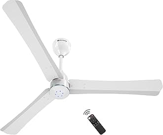 Renesa Halo Smart Alexa Enabled 1200mm BLDC Ceiling Fan with Remote | BEE 5 star | High Air Delivery | Low noise | LED Speed Indicator | Sleek Design | | 3 Year Warranty | White & Blue Ring