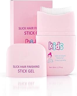 Hair Wax Stick, Pink Hair Finishing Stick Gel with Comb Design, Medium Strong Hold Natural & Non-greasy Hair Gel for Women & Kids Fly Away & Long Lasting Edge Control Frizz Hair Styling Products