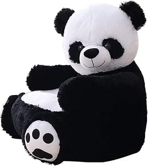 Kids Sofa Chair, Toy Shape Seat, Baby Nest Sleeping Bed Cushion Stuffed, Teddy Bear Doll (Black&White)