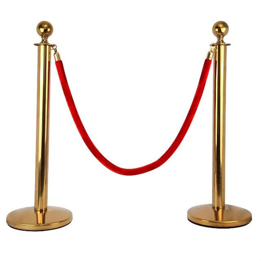 Queue Rope Barrier Set Posts Stands Divider Stainless Steel Crowd Control Stanchion With 1.5M Twisted Rope For Museum Airport And Bank(Color:gold)