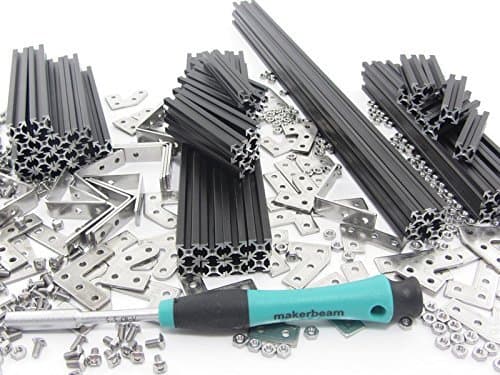 MakerBeam Regular Starter Kit Black anodized including beams, brackets, nuts and bolts by MakerBeam