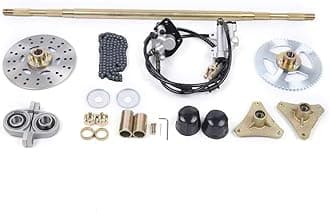 29.13'' Rear Live Axle Complete Kit, Kart Rear Conversion Complete Kit with Sprockets + Pillow Block + Brake Disks + T8F Chain for Karts Golf Carts ATVs Buggies 4x4s