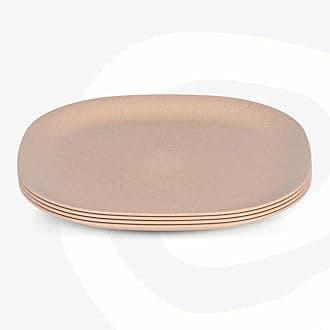 Eha Set of 4 Earth-Friendly Square Dinner Plates |11 inch | Unbreakable Plates Made with Bamboo Fibers & Rice Husk Fiber | Microwave Safe Full Dinner Plates (11 Inch,Sand Castle)