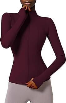 LocachyWomen's Slim Fit Full Zip Athletic Running Sports Workout Jacket with Thumb Holes