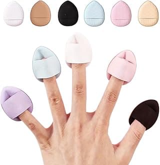 Gleva Mini Finger Puffs 6 pcs Finger Triangle Makeup Puff, Blender Sponge, Soft Cosmetic Finger Mini Powder Puff, Perfect for Foundation, BB Cushion, Cream, Concealer & Powder