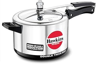 Hawkins Aluminium 5 Litre Hevibase Pressure Cooker, Induction Inner Lid Cooker, Silver (Ih50)