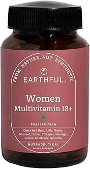 Earthful Multivitamin for Women | Nothing But Nature| With Biotin, Zinc, Vitamin C, D3 for Immunity, Hair, Skin, Bones & Overall Wellness | 60 Capsules