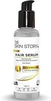 Anti-Frizz Hair Serum Non-Sticky Protection and Shine For Dry, Flyaway and Frizzy hair UV Protection with Argan Oil, Almond Oil & Vitamin E Controls Frizz Smoothes & Repairs Paraben Free 100ml