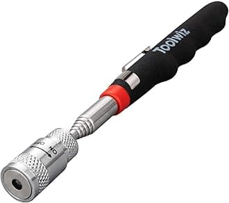Toolwiz 32" Telescoping Magnetic Pick-Up Tool Portable 32-1/2" Extendable Retrieving Tool with LED Light Pocket Clip 8lbs Lifting Capacity