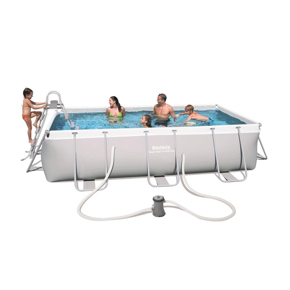 Power Steel Rectangular Frame Pool With Pump 159" x 79" x 39 1/2" - BW56441
