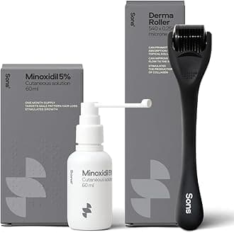 Minoxidil 5% Spray (1x60ml) & 0.25mm Dermaroller for Men, Clinically Proven Hair Regrowth Formula, Hair Loss Treatment, Stimulates Follicles, Precise Applicator, Microneedling Boosts Absorption