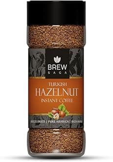 Turkish Hazelnut Instant Coffee | 50g Granules, Makes 30 Cups | 100% Arabica, Freeze-Dried, Flavored Coffee Powder | No Added Sugar | Nutty & Aromatic | Perfect for Home or Office